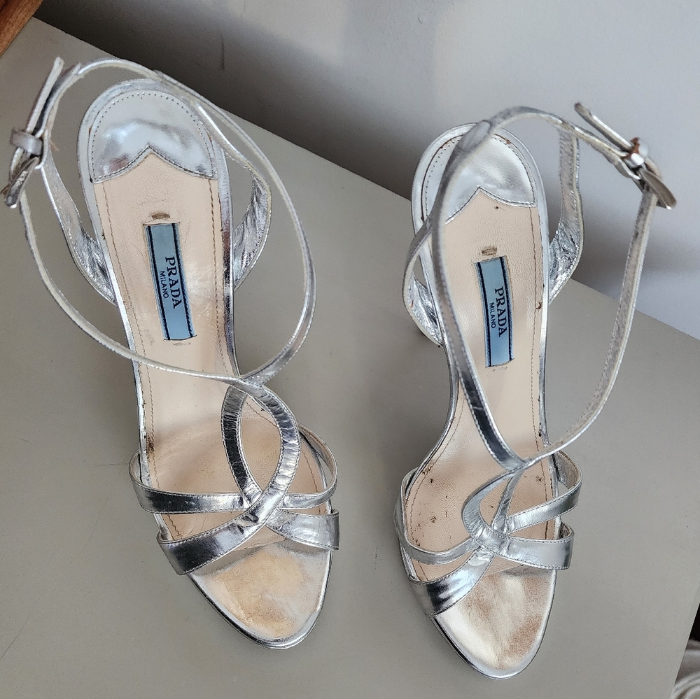 Metallic Leather Platform Sandals - Picture 5 of 13